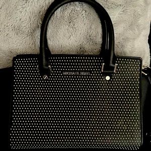 Michael Kors chrome detailed leather handbag with removable strap